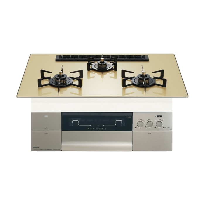 プロパンガス用 75cm天板ビルトインコンロ PROGRE S・FLAT シャンパンゴールド N3S25PWASFSTEC-LPG