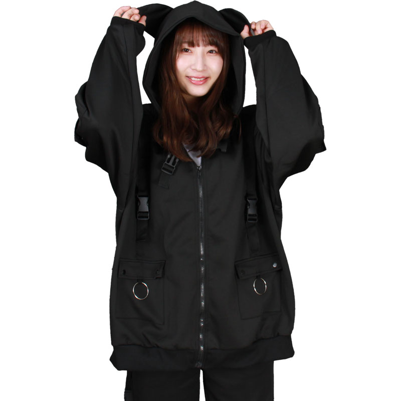 ACDC RAG 渦雷 ジャケット 原宿系 サイバー 病みかわいい パンク 大きいサイズ ユニセックスブラック