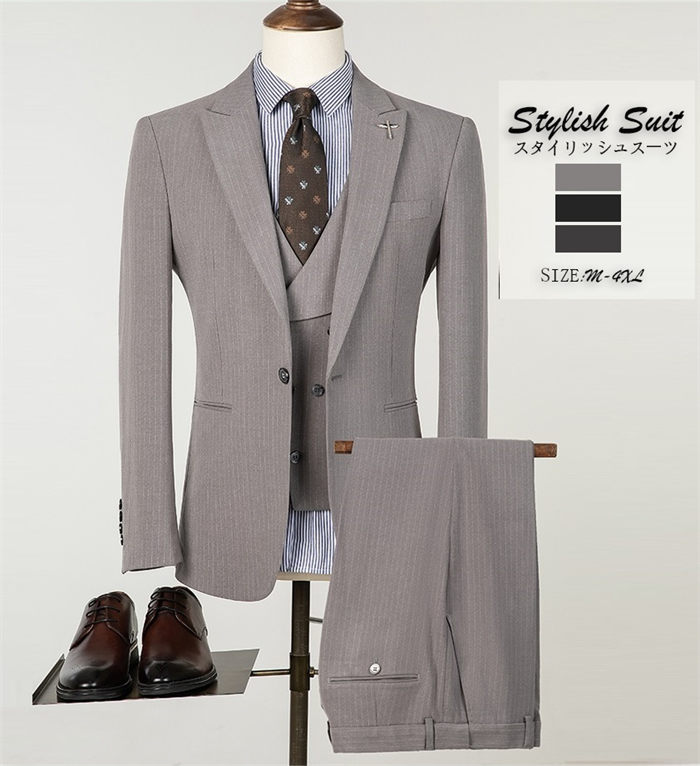 スーツ メンズ 礼服 紳士服 タキシード 黒 発表会 メンズ 3ピーススーツ 高級感 おしゃれスーツ 結婚式 パンツスーツ メンズスーツ 前撮り 撮影 男性 フォーマルスーツ スリムスーツ ストライプ