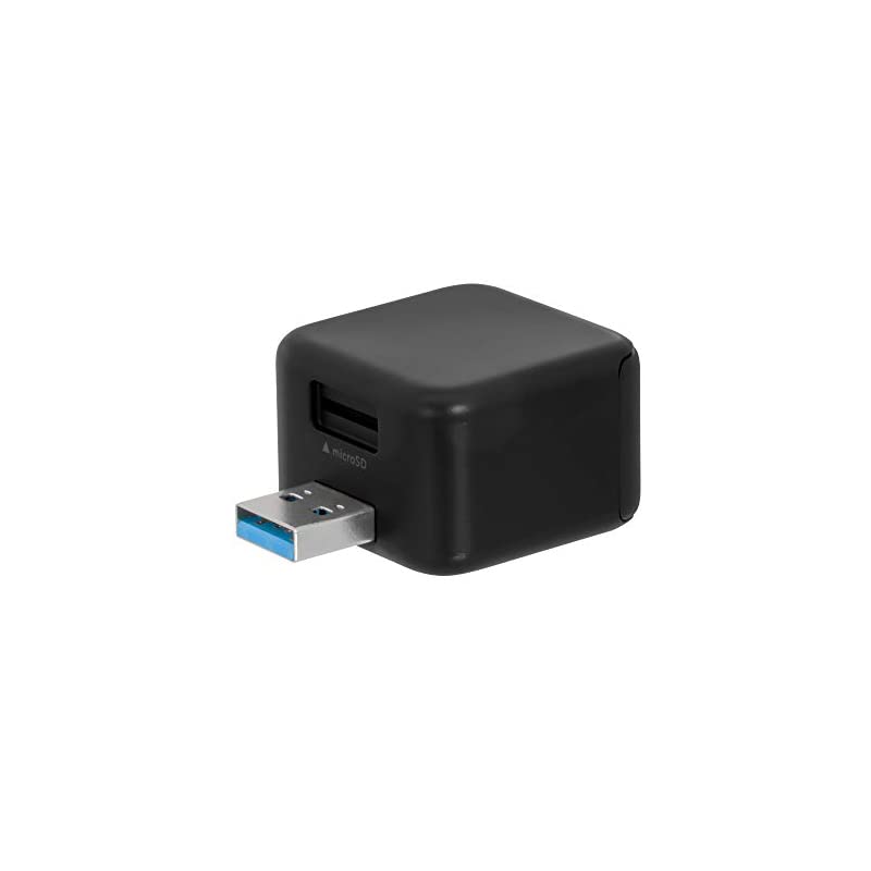 BoxCube iOS/Android 両対応 充電しながら簡単データ保存 専用アプリ USB3.2 Gen2(USB3.1) microSDカードリーダー Apple認証品 ブラック