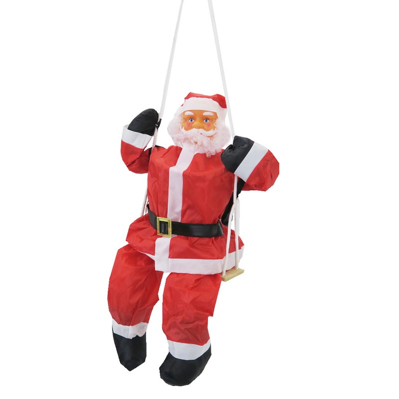 90cmブランコサンタ 【 雑貨 店舗 壁 クライミング オブジェ ベランダ 天井 人形 よじ登り クリスマス飾り 装飾 フィギュア デコレーション 店先 パーティーグッズ 置物 クリスマスパーティー