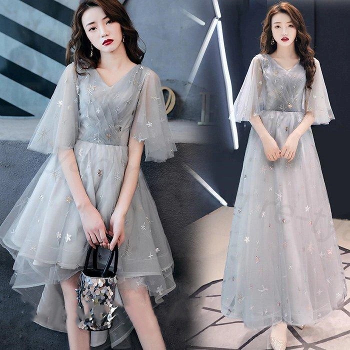 結婚式パーティードレスウエディング袖ありワンピースミモレ丈おしゃれレディースフォーマル成人式安い大きいサイズお呼ばれ大人