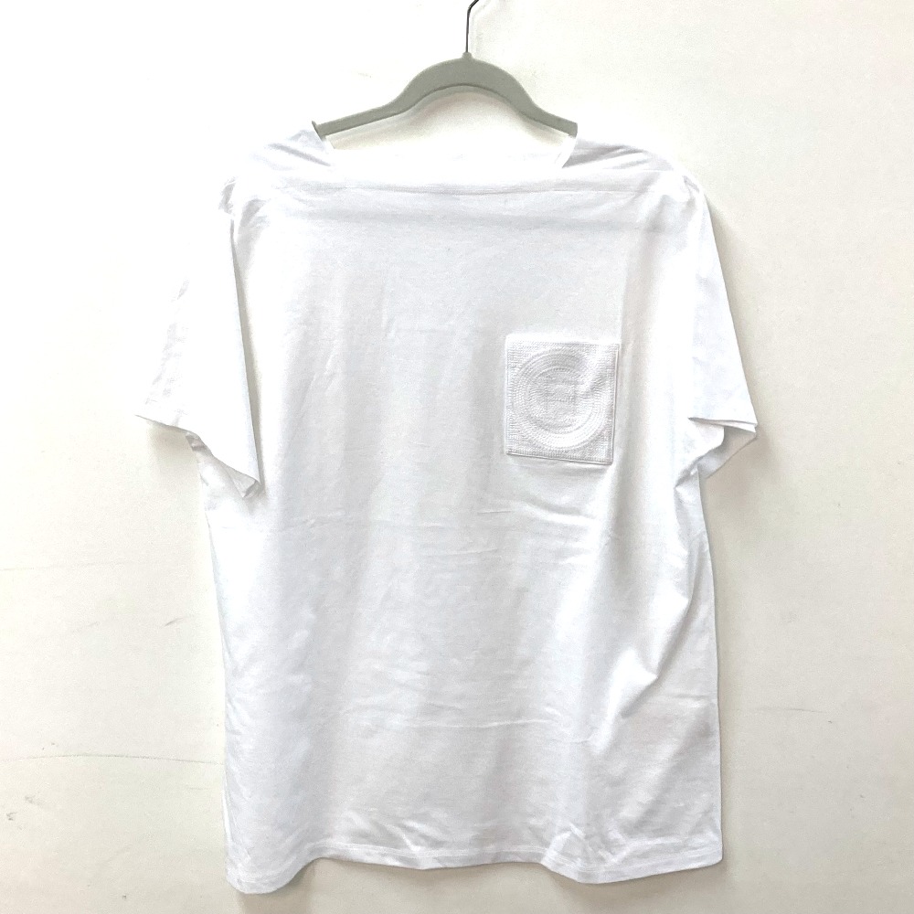 半袖シャツ チュニック 刺繍ポケット Ｈ刺繍 モザイク アパレル トップス Tシャツ コットン ホワイト