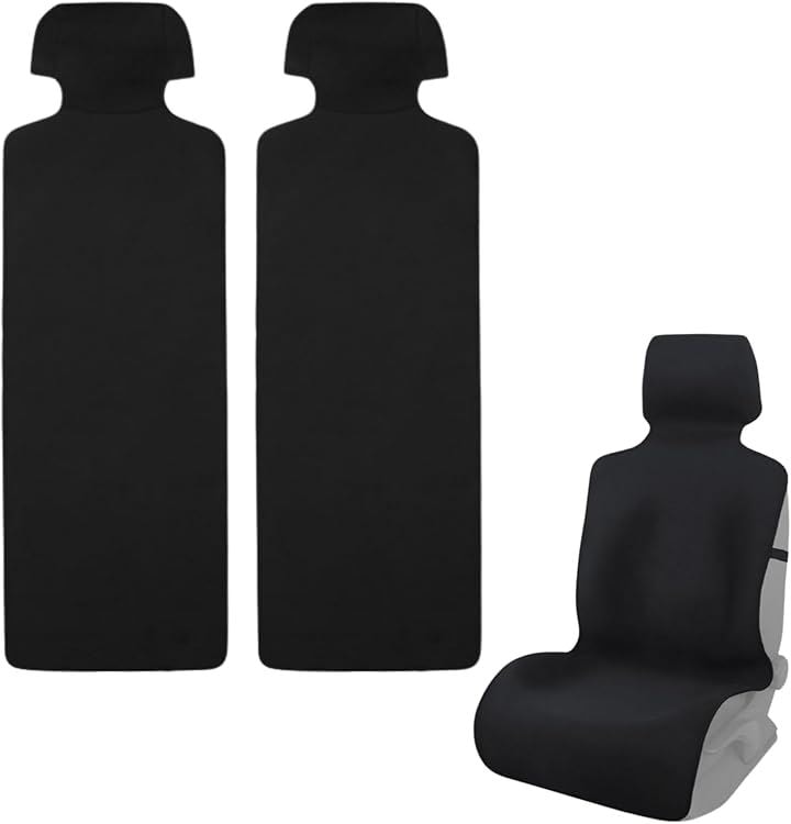シートカバー 車 防水 汎用 シート保護 汚れ防止 丸洗い(ブラック, 2枚)