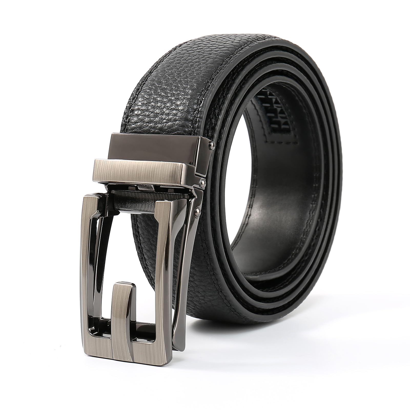 [AHHEEK] ベルト メンズ 紳士ベルト オートロック バックル 無段階調節 本革 ベルト 穴なし ビジネス 紳士 スーツ用 作業用 カジュアル