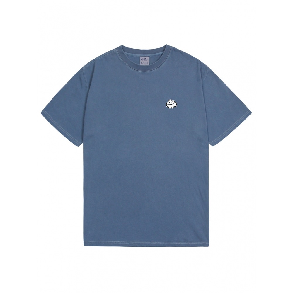 グラバースモールクラウドスマイルピグメントショートスリーブTシャツブルーシャドウ
