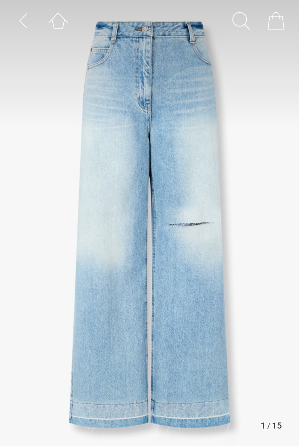 カットディテールワイドデニムパンツ