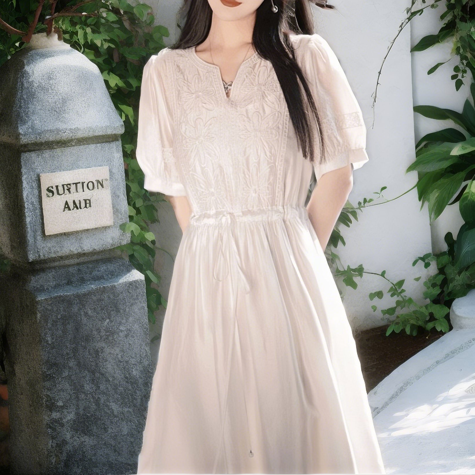 2025 新作 ワンピース 夏 半袖 長袖ワンピース ロングワンピース ロング シフォンワンピ ベアワンピ レースワンピ ドレス パーティードレス夏のフランス風の女性のための白いドレス成熟