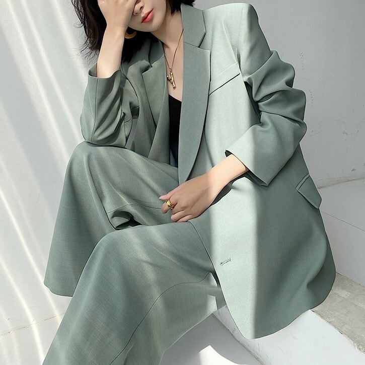セットアップ 2点 レディース テーラードジャケット スーツ パンツ ゆったり インスタ映え 高見え 可愛い かわいい 韓国 かっこいい カジュアル 大人 上品 きれいめ シンプル クラシック lsu
