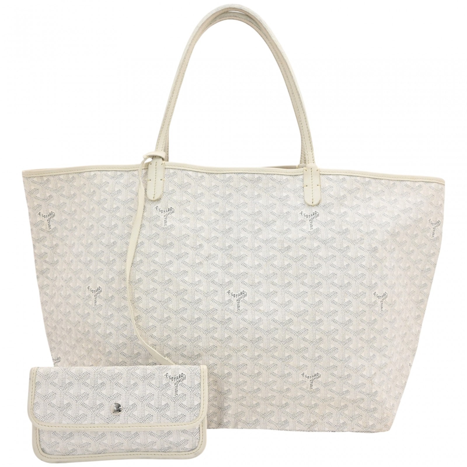 ゴヤール サンルイGM トートバッグ ポーチ付 ホワイト Bランク go8880cc