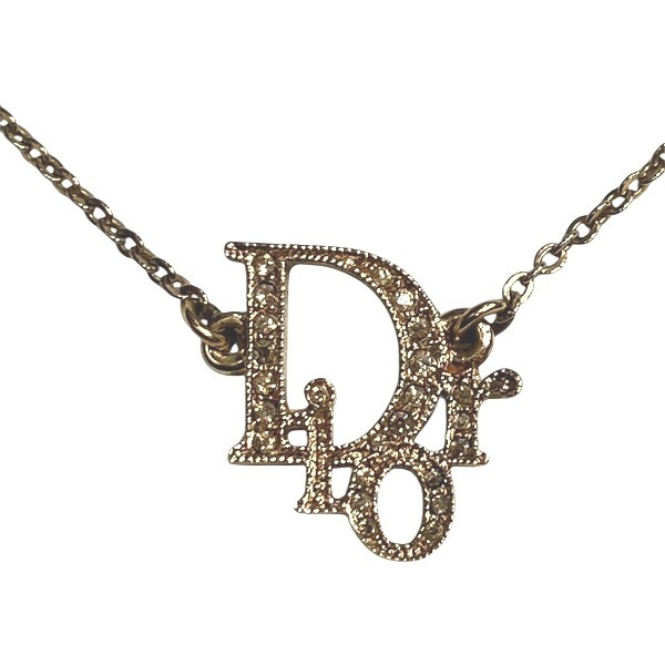ディオール ロゴラインストーンゴールド ブランド小物 ネックレス レディース 【中古】