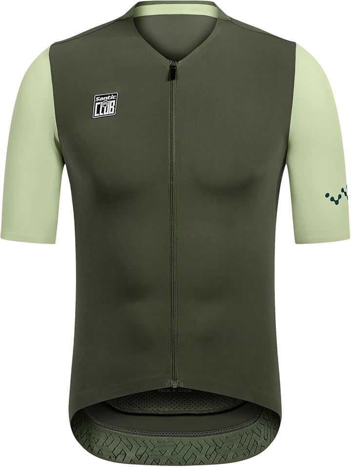 サイクルジャージ 半袖 サイクルウェア サイクリング 自転車 ロードバイク 夏(ぐんりょく, L)