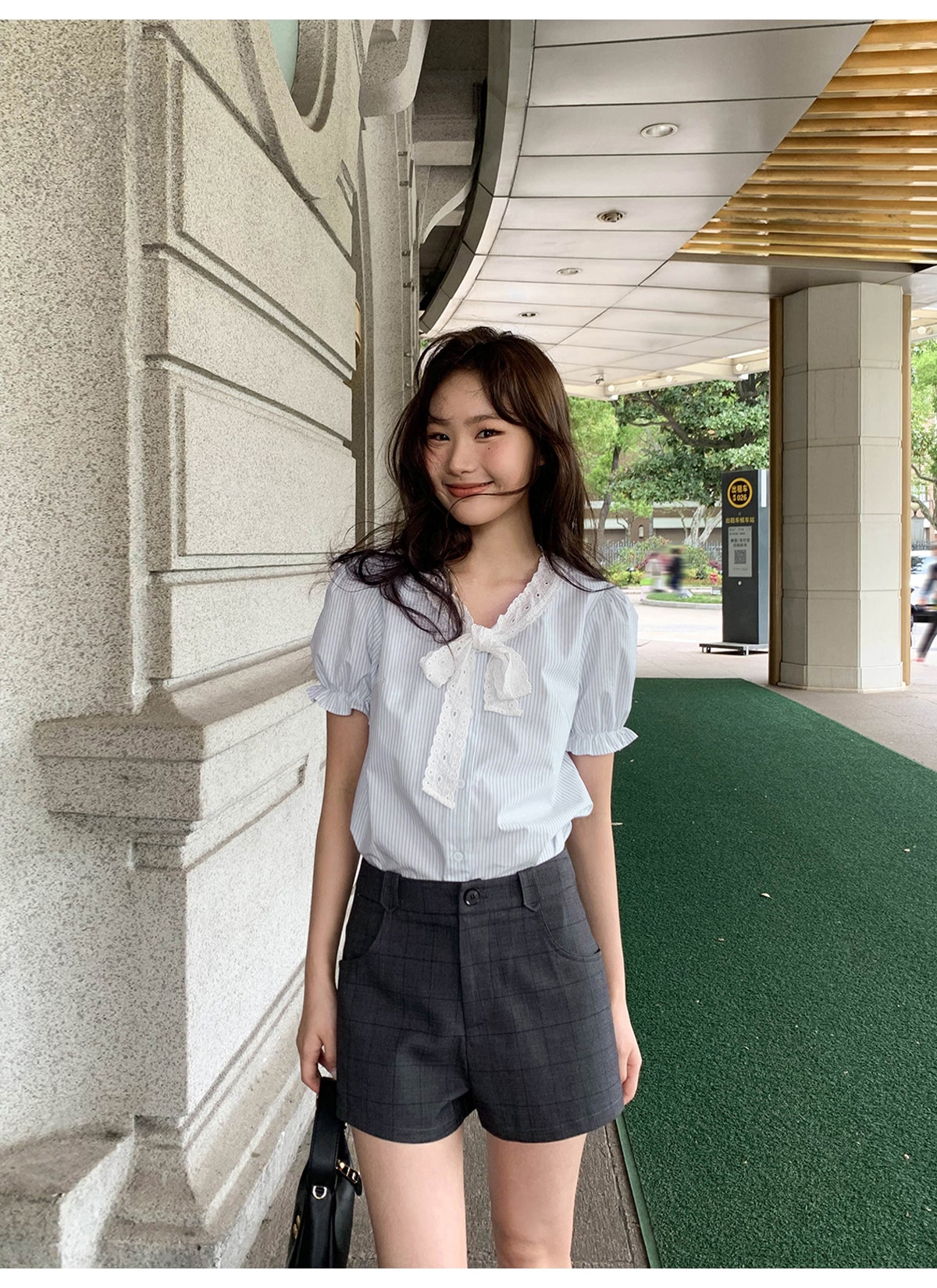 刺繍織帯襟フレンチストライプシャツレディース夏2024新デザイン感小人数シャツ