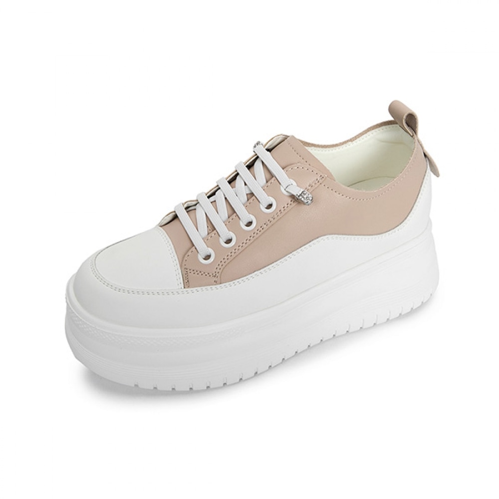 M.mook 牛革ハイト増加スニーカー ベージュ 516523301AP