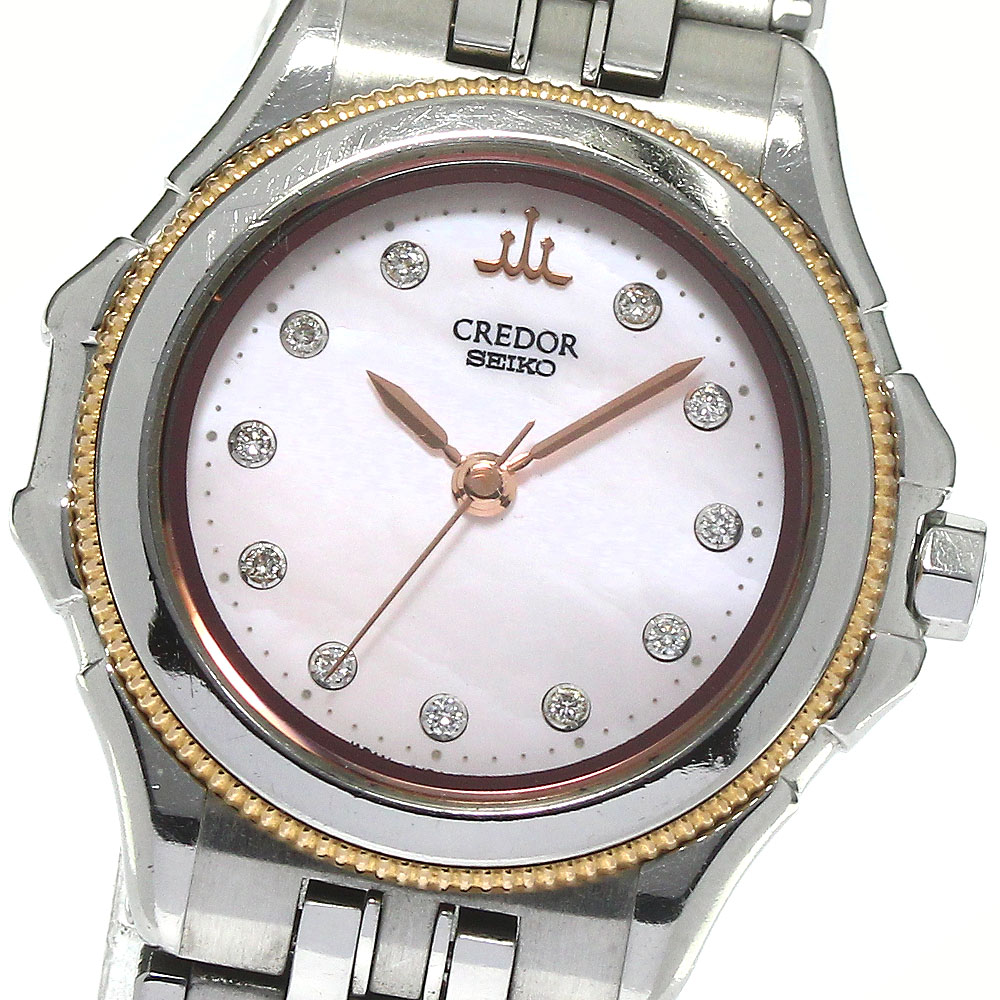 セイコー SEIKO 4J81-0A50 クレドール 11Pダイヤ クォーツ レディース _769368【中古】