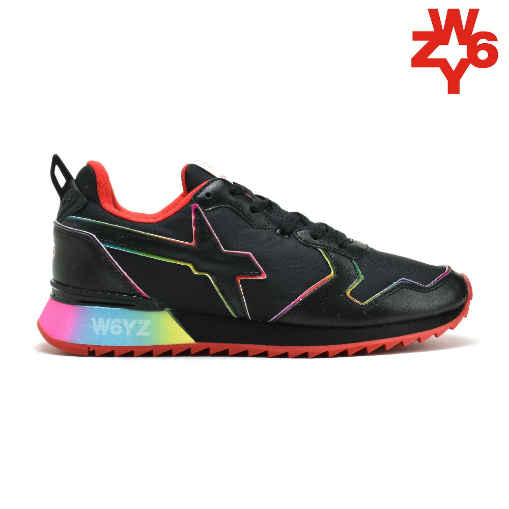 ウィズ ジェットエム メンズ スニーカー ローカット ランニングシューズ レインボー ブラック 黒 W6YZ JET-M[2013560150a01]