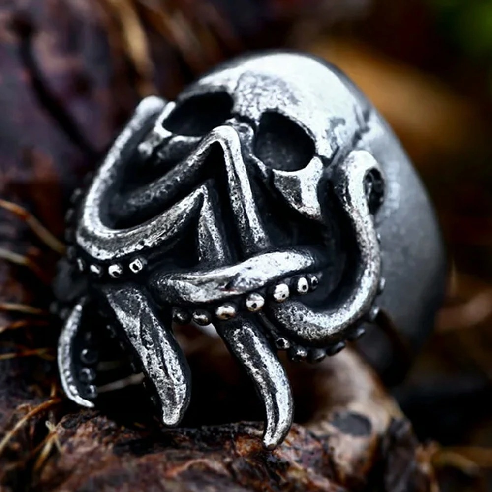 パイレーツクラーケン ステンレスリング（RWI066）指輪 23-31号 海賊 蛸 幽霊 スカル タコ かっこいい 男性 女性 プレゼント 親指 人差し指 中指 薬指 小指 r0836xxxxxxxx