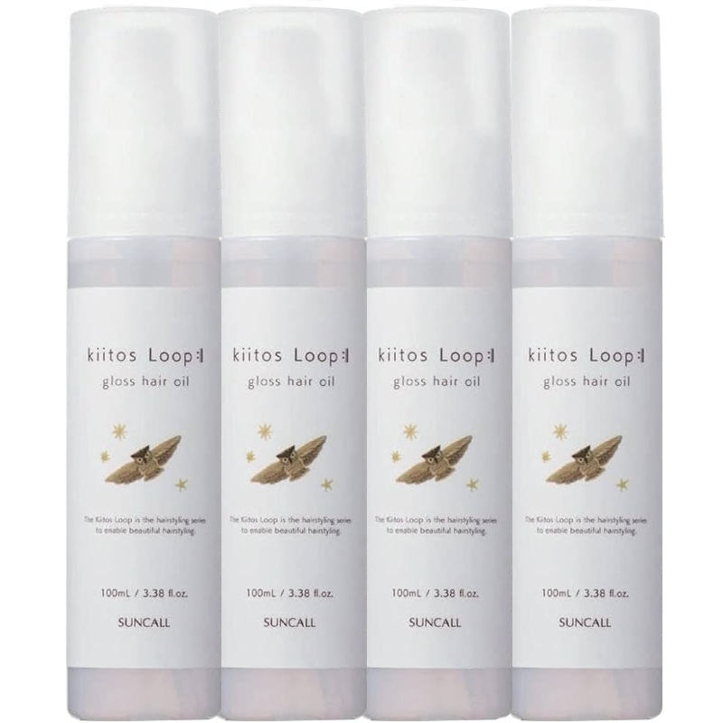 キートス ループ グロス ヘアオイル 100mL ×4個 セット スタイリングオイル キンモクセイの香り アウトバスオイル ウェーブ ストレート サラサラ髪 つや感 ボリュームダウン