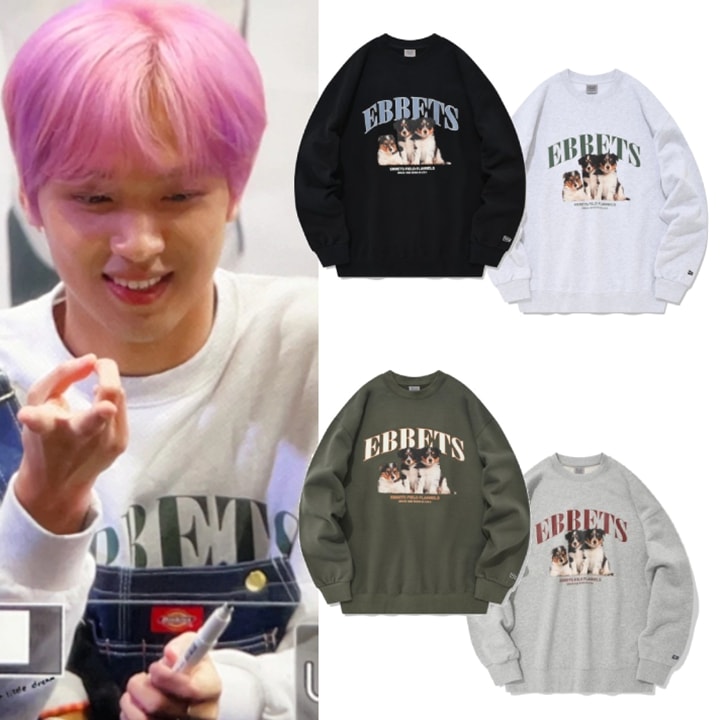 【NCTヘチャン着用】 EBBETSFIELD ボーダーコリー パピー スウェットシャツ4color