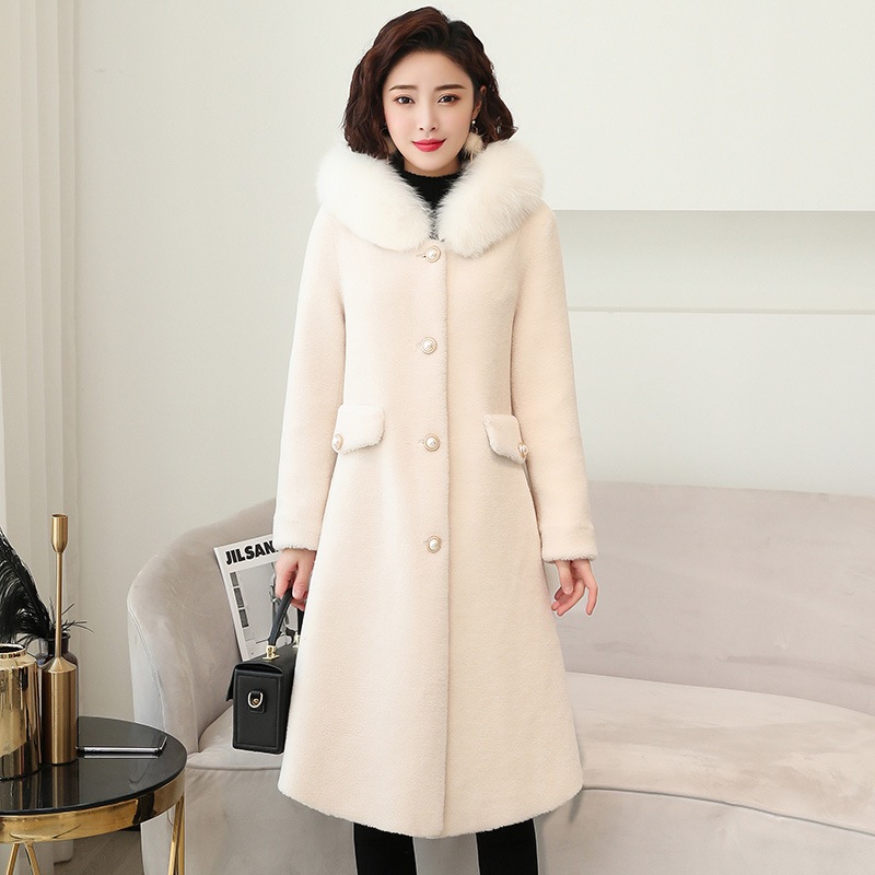 セレブファッション　100％ウールコート　アウター　保温性抜群　フォックスファー　リアルファー