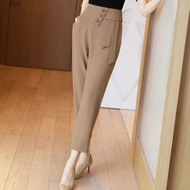 テーパードパンツ カジュアルパンツ女性細いセクションストレートスーツパンツ汎用性の高い春と秋の9点ハーランパンツ