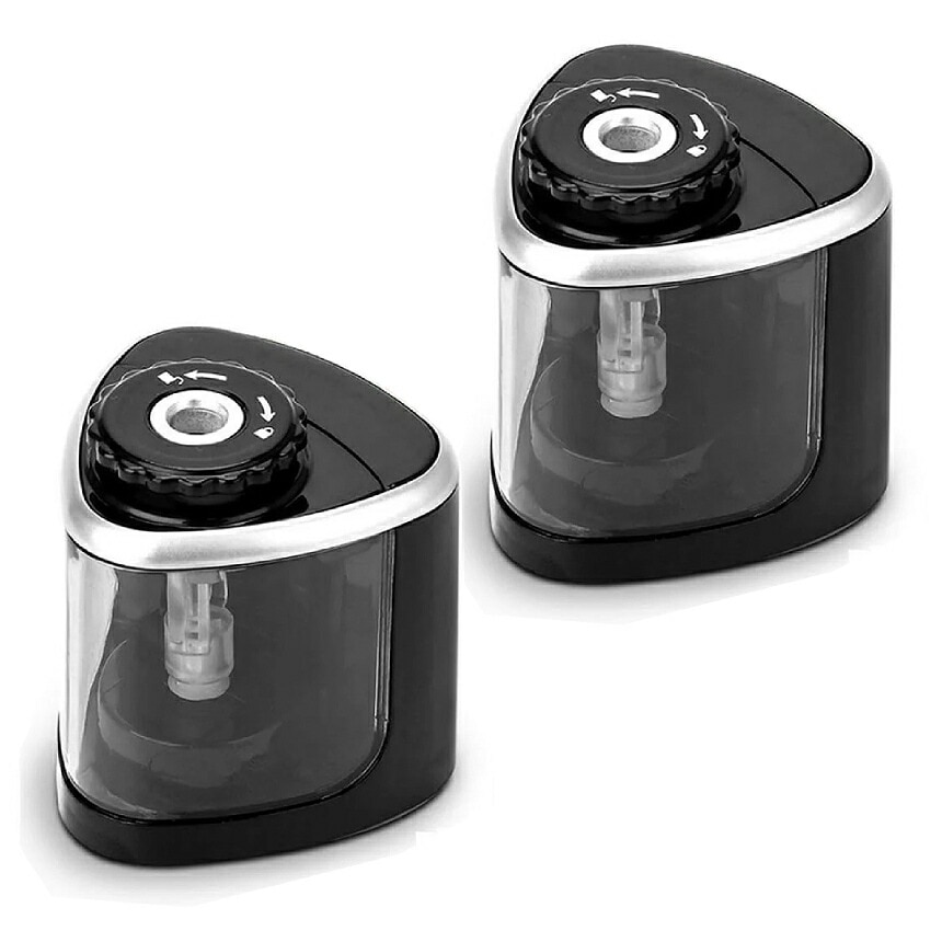 電動 鉛筆 削り 2個 えんぴつ 手動 自動 電池 子供 学校 デッサン 持ち運び 便利 安全