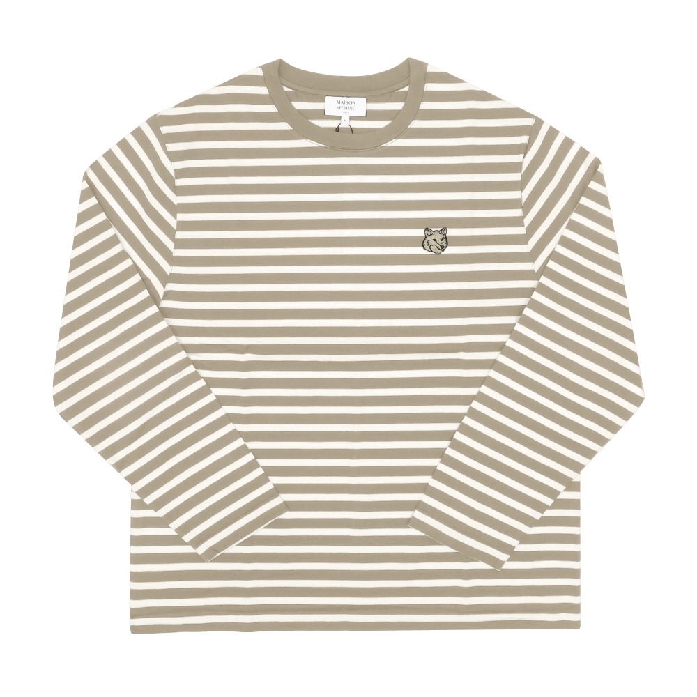 メゾンキツネ ボールドフォックスヘッドパッチストライプメンズ長袖Tシャツ PM00122KJ0044
