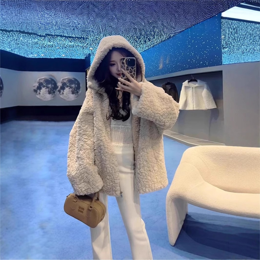 2024秋冬新作環境に優しい毛皮レディースファーワンピースファーコートレディースゆったり高級ラムウールコート