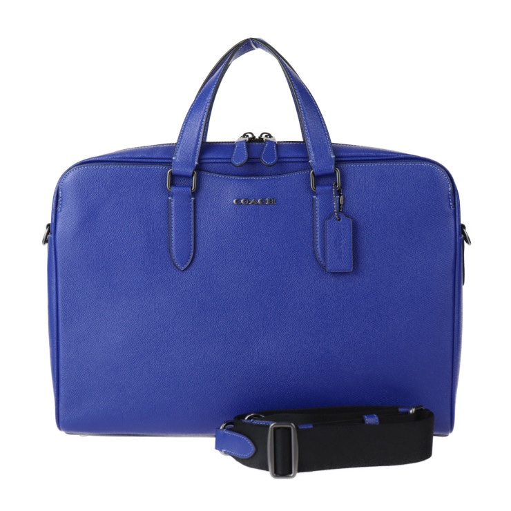 美品 COACH コーチ ビジネスバッグ C8173 グラハム ストラクチャード ブリーフケース クロスグレインレザー ブルー 2WAY ショルダーバッグ 書類鞄 本物保証 中古