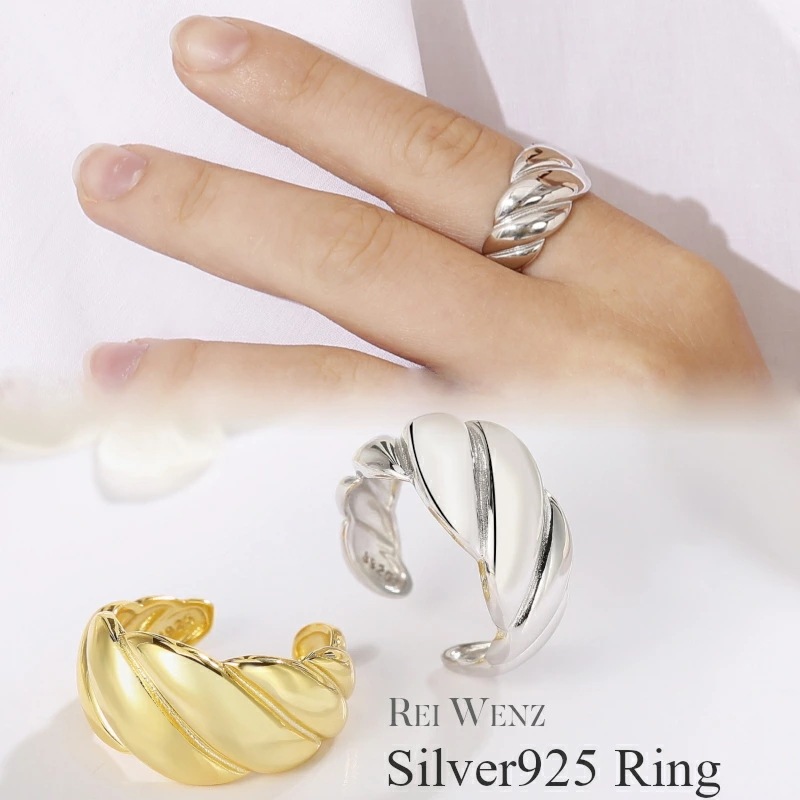 【高品質Silver925】【予約商品】シルバー リング 幅太 幅広 ワイド 太め 大ぶり ニュアンス 華奢 レディース 重ね 金属アレルギー インスタ ゴールド おしゃれ オフィス プレゼント