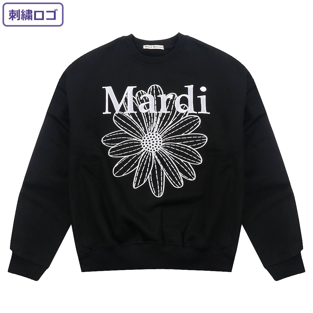 SWEATSHIRT FLOWERMARDI NEEDLEWORK BLACK LIGHTGREY 長袖 レディース 韓国 ファッション アパレル 刺繍 ロゴ