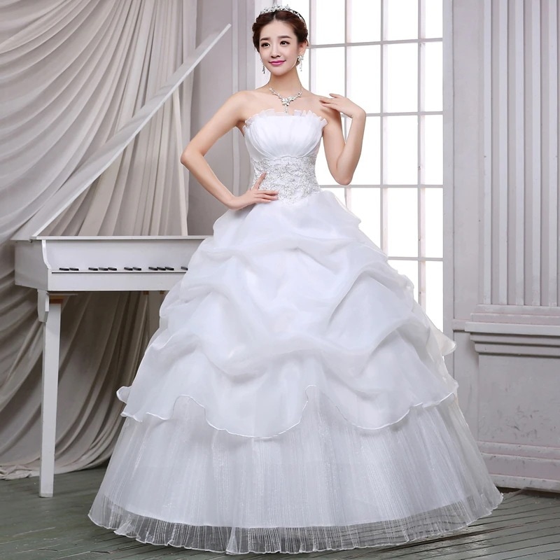 ウェディングドレス 2025 花嫁 結婚式 ファッション ブ レース フロアレングス シンプル 韓国版 チュチュスカート ケーキスカート