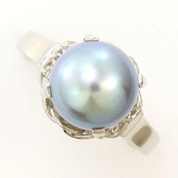 PT900 リング 15号 パール 約9.5mm ダイヤ 0.07 ジュエリー 中古