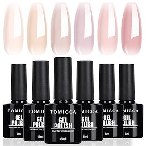 TOMICCA ジェルネイル シアーカラージェル 透け感 ネイルアート 6色セット 透明感ある 8ml UV/LED対応 初心者＆プロ適用 ポリッシュタイプ