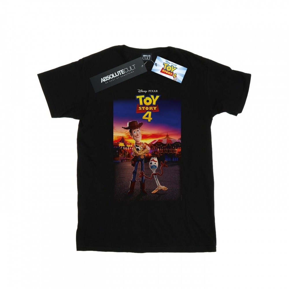 (英国より直送) Disney メンズトイストーリー 4 ウッディー&フォーキーポスター Tシャツ