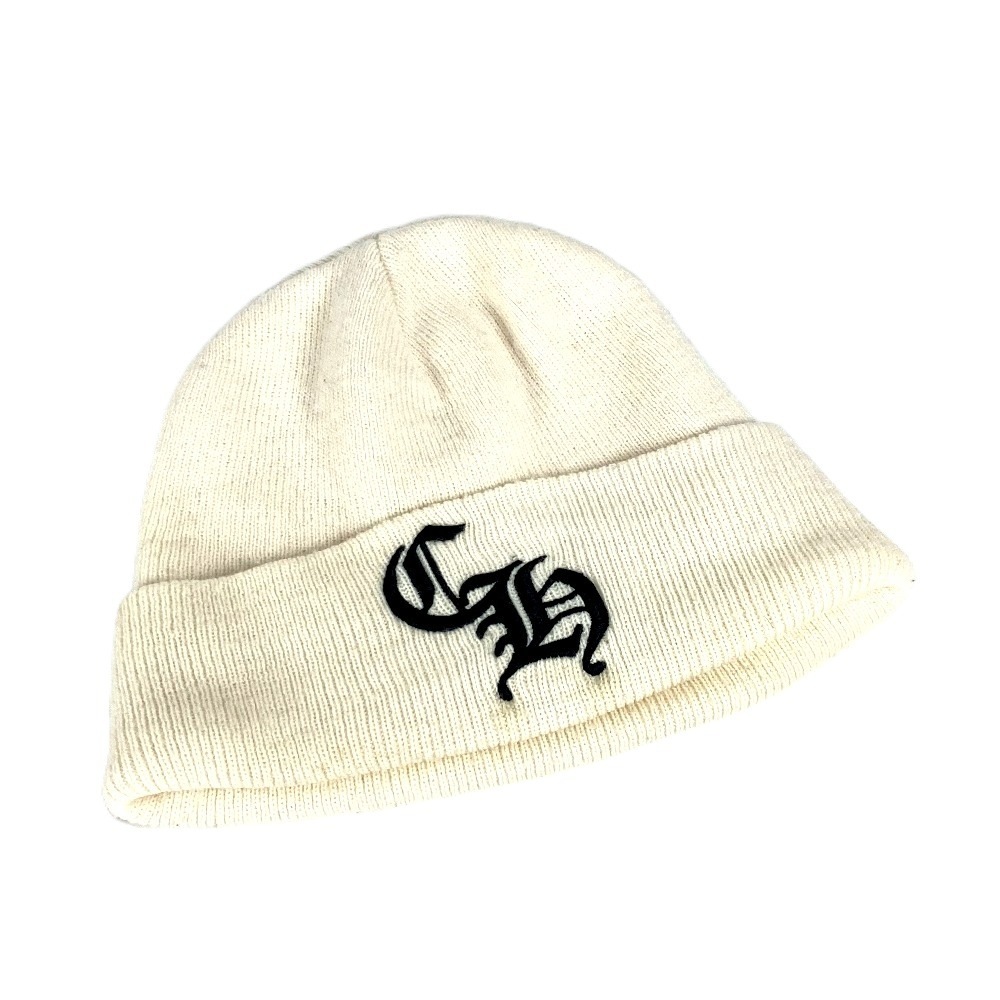 ニット帽 CH ロゴ バイカラー ビーニー 帽子 ニット帽 ニットキャップ アクリル ホワイト