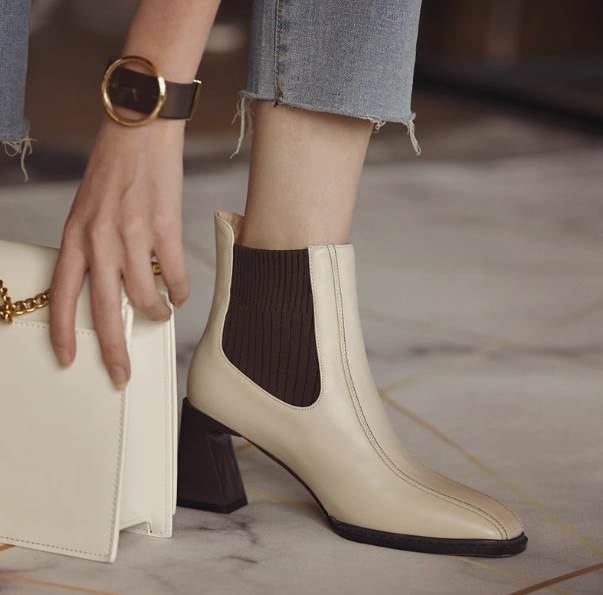 レディースシューズ ショートブーツ ミドルブーツ レザーシューズ 7cmヒール スクエアトゥ 美脚 脚長 レザー 大人可愛い きれいめ シンプル カジュアル 大人 上品 おしゃれ ブーツ かっこいい