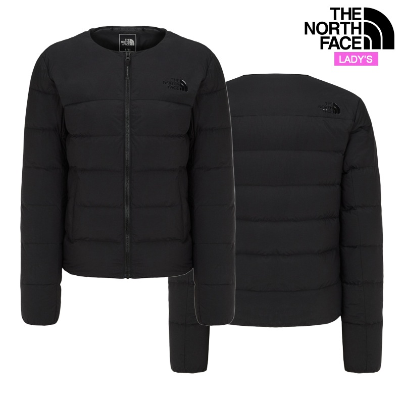 レディース ポプラ ダウン ジャケット NJ1DR30 日常 デイリー カジュアル アウトドア シンプル レギュラーフィット 軽量 ラウンド ネック ファスナー