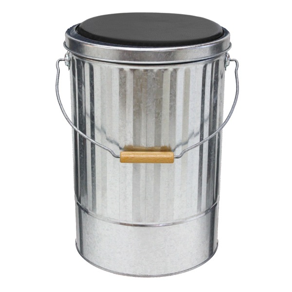 スツール 高さ44cm クッション缶 オバケツ OBAKETSU 椅子 玄関 収納 イス 収納スツール いす 収納椅子 チェア 腰掛け トタン ペール缶 ふた付き 丸椅子 1人掛け 丸型