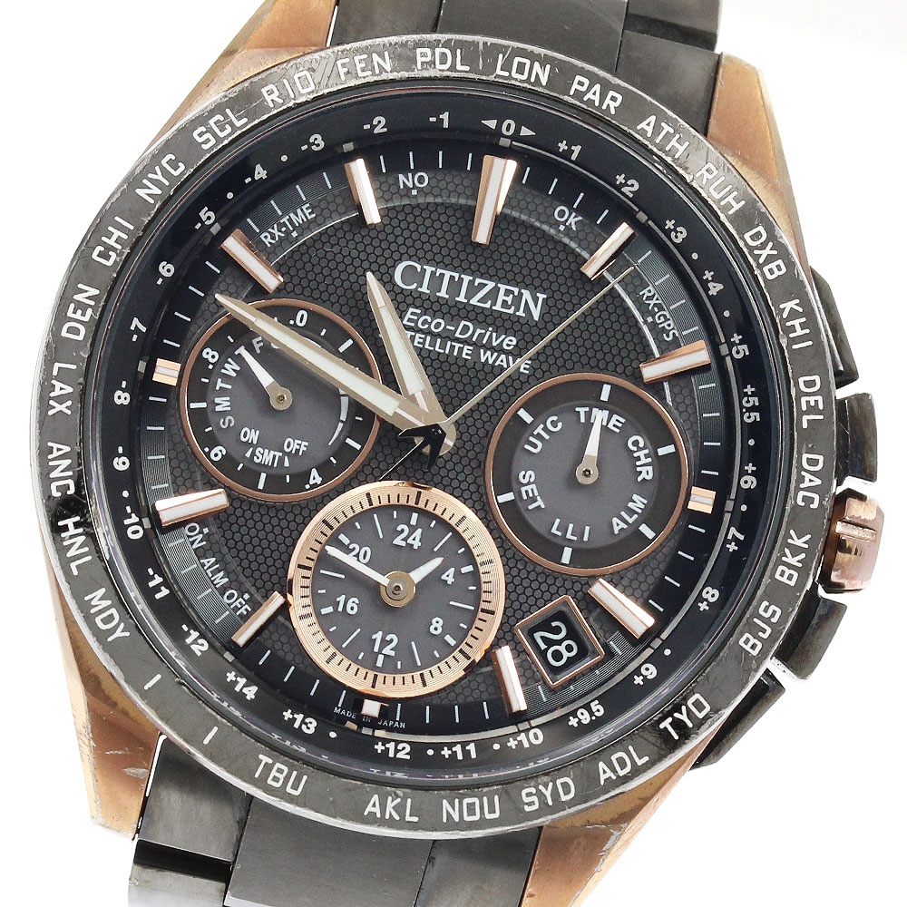 シチズン CITIZEN F900-T021565/CC9016-51E アテッサ サテライトウェーブ デイデイト ソーラー電波 メンズ _962215【中古】