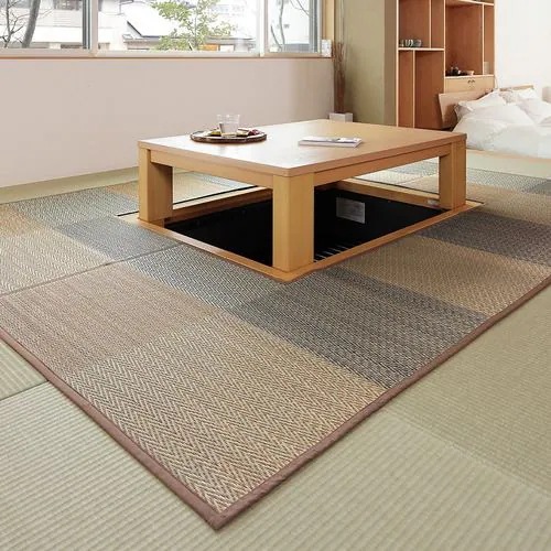 【メーカー直送品】萩原 掘りごたつ対応い草ラグ 約191×250cm ベージュ
