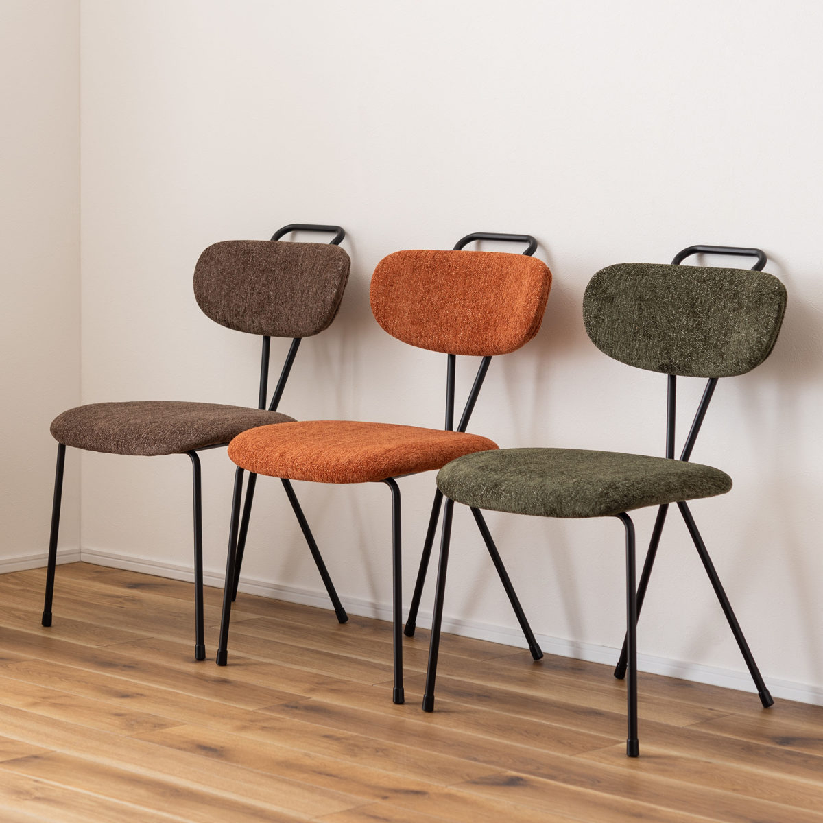 ダイニングチェア 座面高45.5cm スチール脚 肘なし ファブリック スチール 取っ手付き ダイニング デスクチェア 北欧 ナチュラル おしゃれ