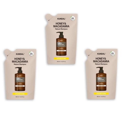 ネイチャーシャンプー詰め替えパックイランイラン400ml x 3本しっとりとした香りのある柔らかい髪のヘアケアシャワー風呂跡