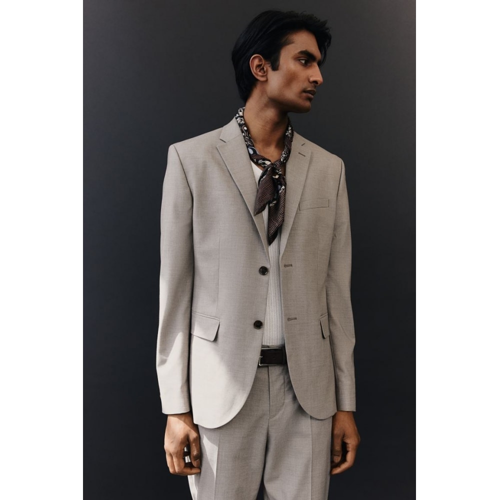 H&M スリムフィットジャケットダークベージュ 12,444円