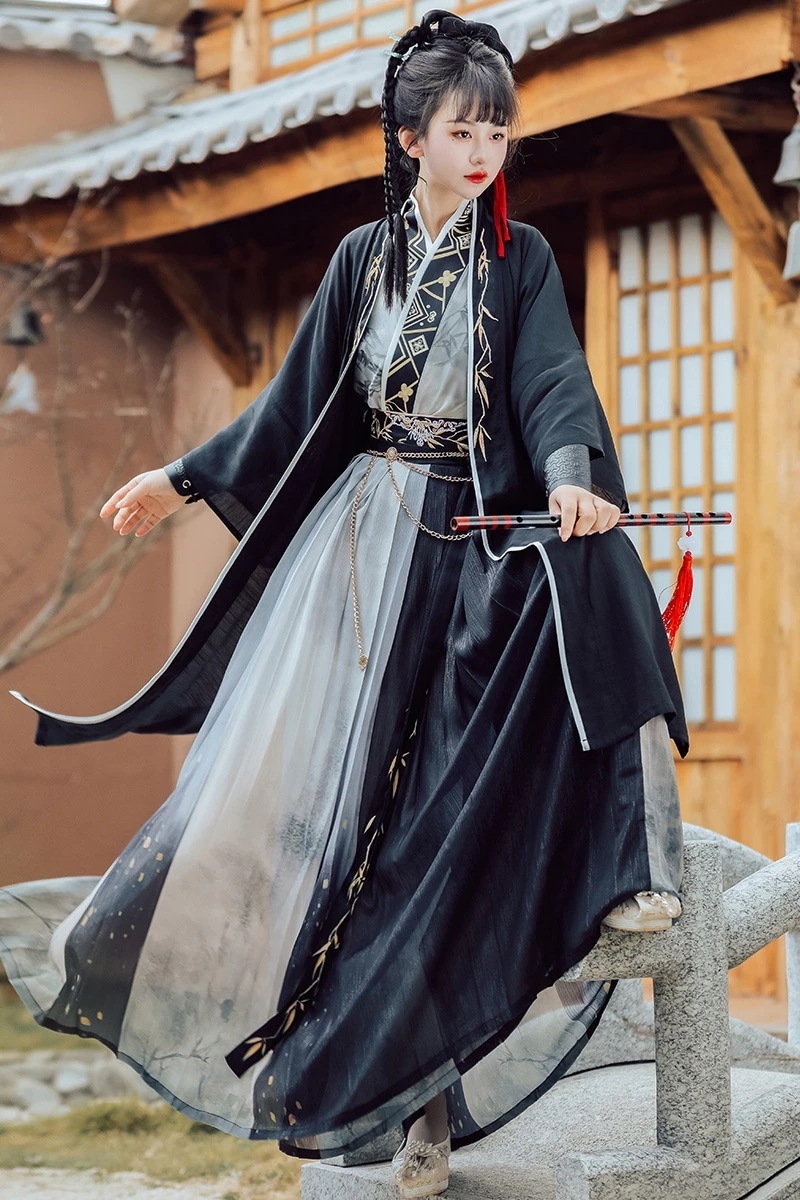 比類のない漢服宋朝風腰丈中国風墨男女同風かっこいいおしゃれ普段使いカップルスタイル多用途