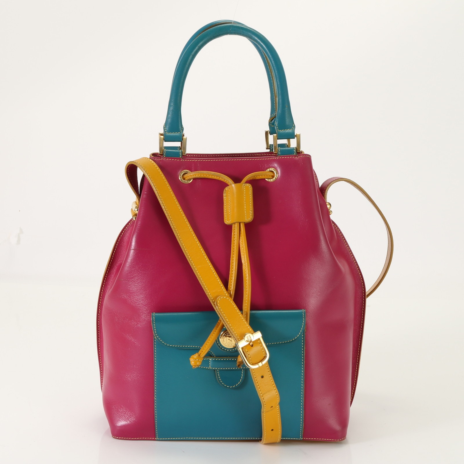 美品 ヴィンテージ レザー 2WAY ショルダーバッグ 斜め掛け ハンド トート ピンク A4 レディース AET H3-2 中古