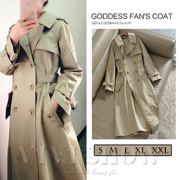 トレンチコート レディース　ロング丈トレンチコート 定番色 韓国風　着痩せ ゆったり カジュアル アウター Aライン　20代　３０代　４０代　秋冬