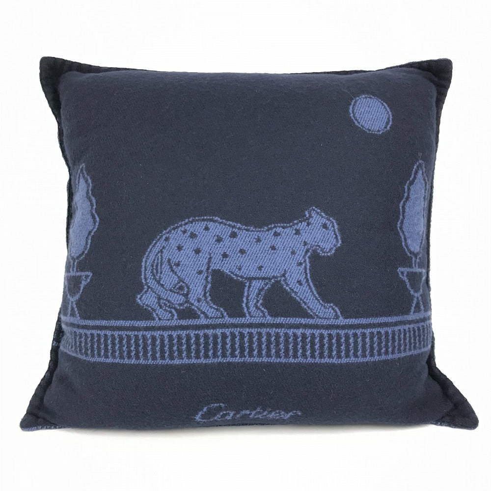 クッション OG001167 パンテール ドゥ カルティエ クッション 豹 ヒョウ レオパード Panthere de Cartier cushion ピロー 枕 インテリア ウール/カシミヤ ブルー