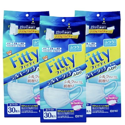 他サイト： (PM2.5対応) フィッティ シルキータッチ 耳ゴムふわり 30枚入 ふつうサイズ ホワイトの商品画像