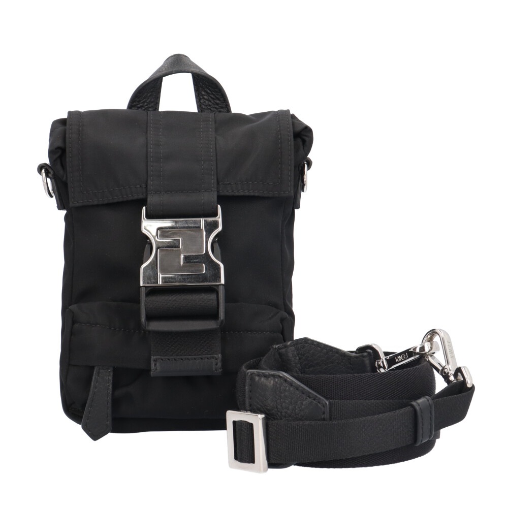 フェンディ フェンディネス ショルダーバッグ ナイロン 7VZ068 ブラック FENDI 中古